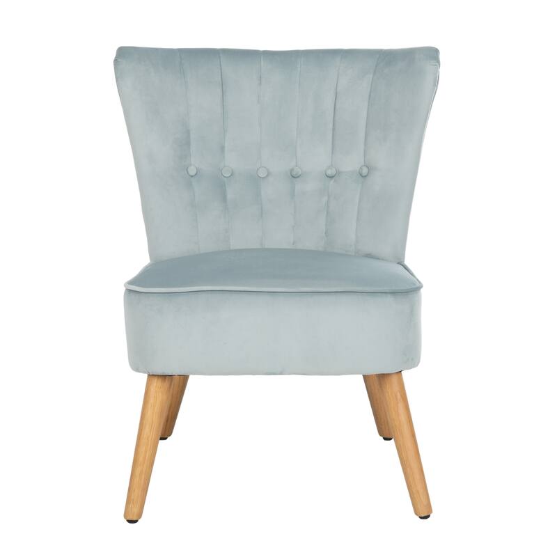 SAFAVIEH Adela Mid-Century Accent Chair - 25.6" x 27.2" x 31.1" - 26Wx27Dx31H - Slate Blue/Natural