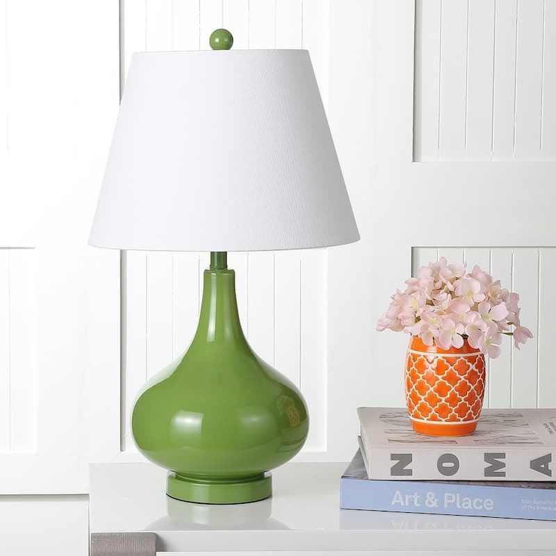 SAFAVIEH Lighting Shanda 24-inch Gourd Glass White Table Lamp (Set of 2) - 14"x14"x24" - 14Wx14Dx24H