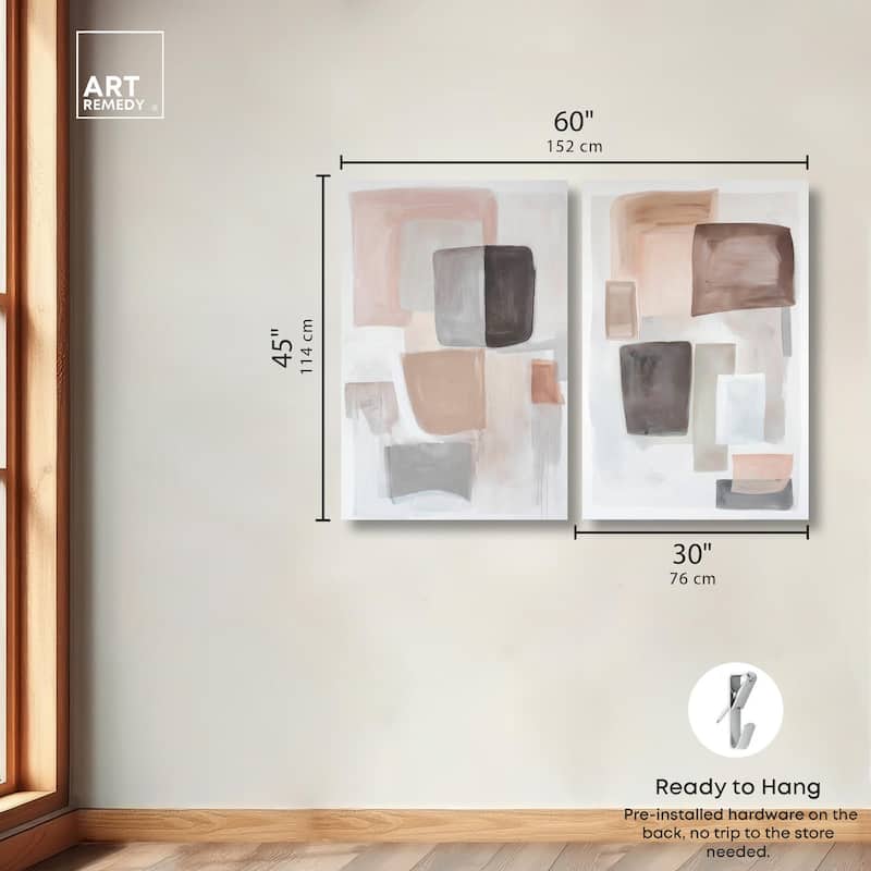 Soft Shapes Set Canvas Set of 2 by Art Remedy, Gallery Wrapped