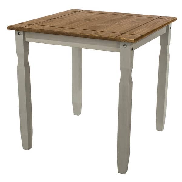 slide 2 of 8, Wood Dining Table Corona Collection | Furniture Dash Gray wash color stain, top in antique brown color.
