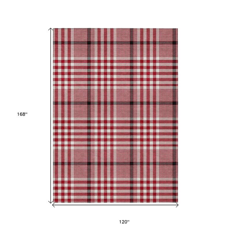 HomeRoots Plaid Transitional Rectangle Outdoor Rug