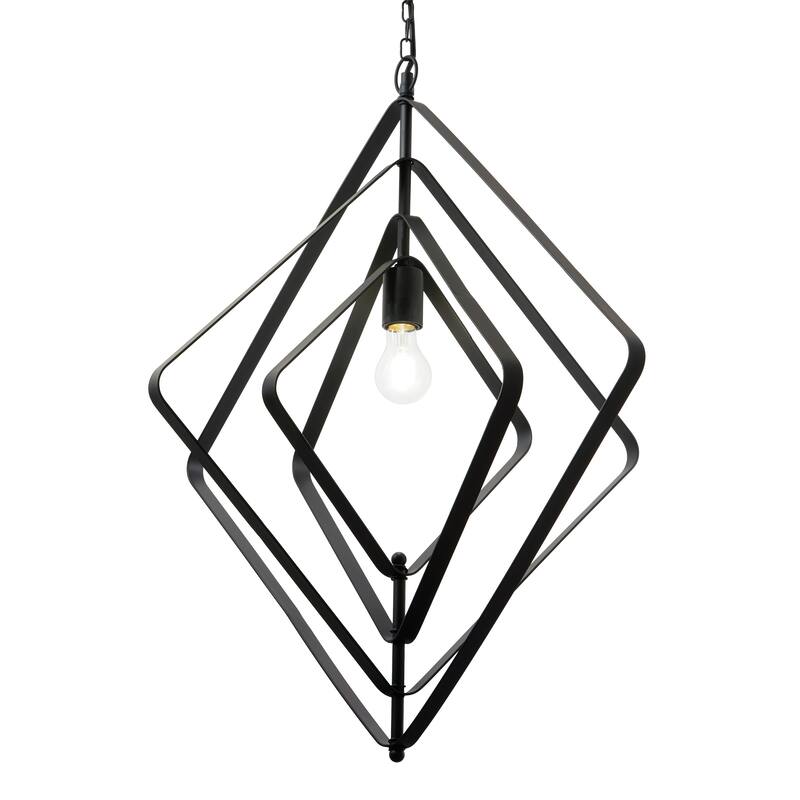 Charlotte River of Goods Black Metal 27.5-Inch Pendant Light with Adjustable Hanging Cord - 27.5" x 1.5" x 89"