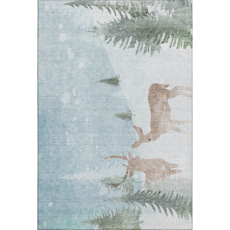 Premium Washable Super Soft Winter Snow Reindeer Mayfield Rug