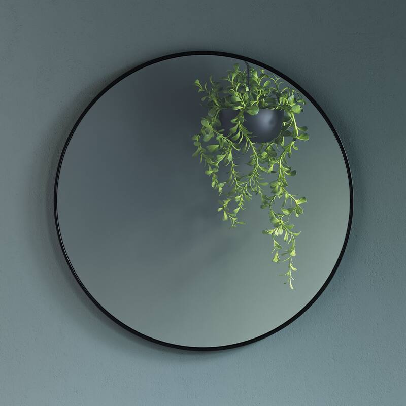 Catton Round Mirror - 24" Diameter - 24" Diameter x 2"D - Black