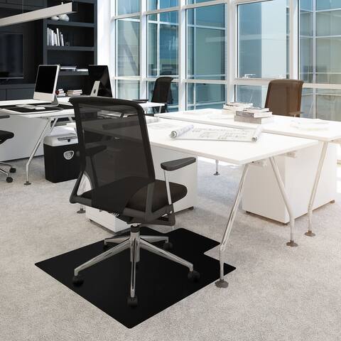 Floortex Black Vinyl Lipped Chair Mat for Carpets - 36" x 48"