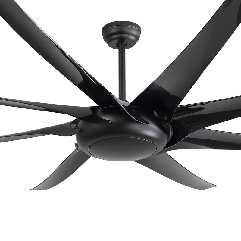 Large 100/84-inch 8-Blade Matte Black Ceiling Fan with Remote,No Light