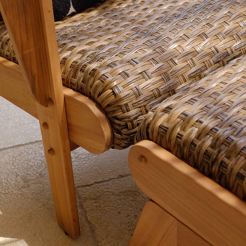 Cambridge Casual Camden Teak Patio Adirondack Chair Set with Padded Woven Seat - FREE Patio Cover