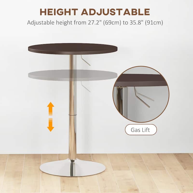 Adjustable Bar Table with Round Swivel Top for Home Bar