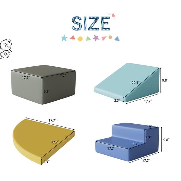 dimension image slide 3 of 4, 4 Pieces Baby Kids Climbing Toys Indoor Soft Foam Activity Play Set