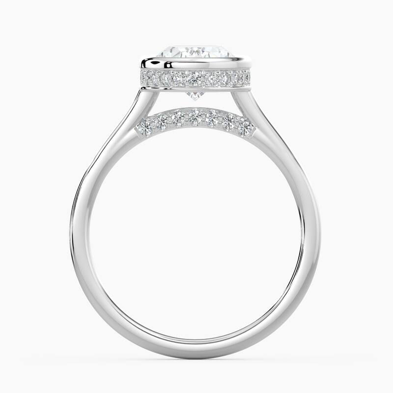 Auriya 14k Gold Lab Grown Oval Diamond Bezel Unique Hidden Halo Engagement Ring 1.00 to 5.00 ct. tw. (F-G, VS)