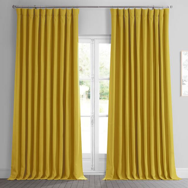 Exclusive Fabrics Faux Linen Extra Wide Room Darkening Curtain Panel - 100 X 84 - Graphic Gold