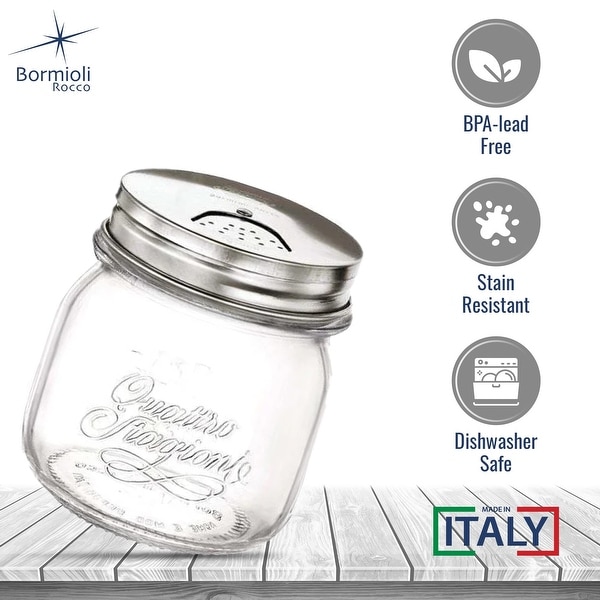 Bormioli Rocco Quattro Stagioni Mason Jars with Shaker Lid Set