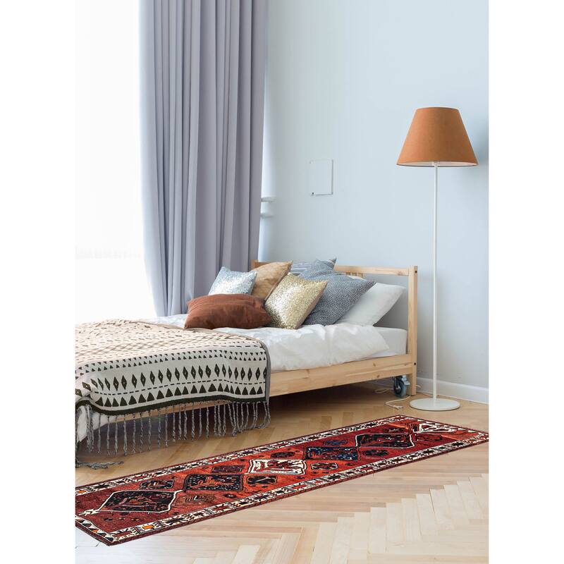 ECARPETGALLERY Hand-knotted Melis Vintage Dark Copper, Dark Red Wool Rug - 4'2 x 14'2