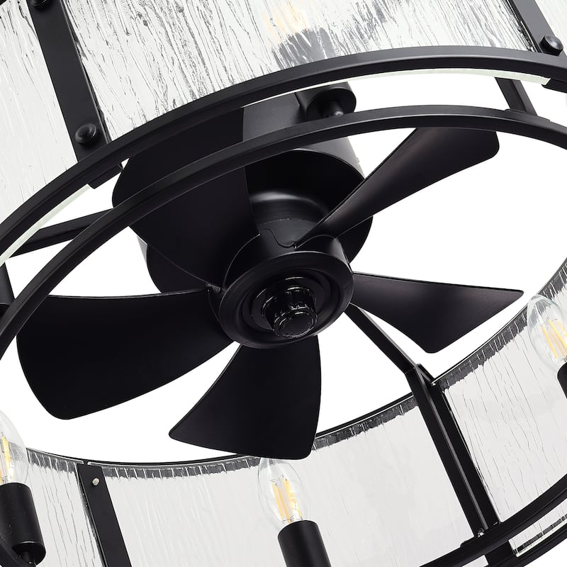 20" Modern 5-Blade Caged Ceiling Fan with Light Kit and Remote