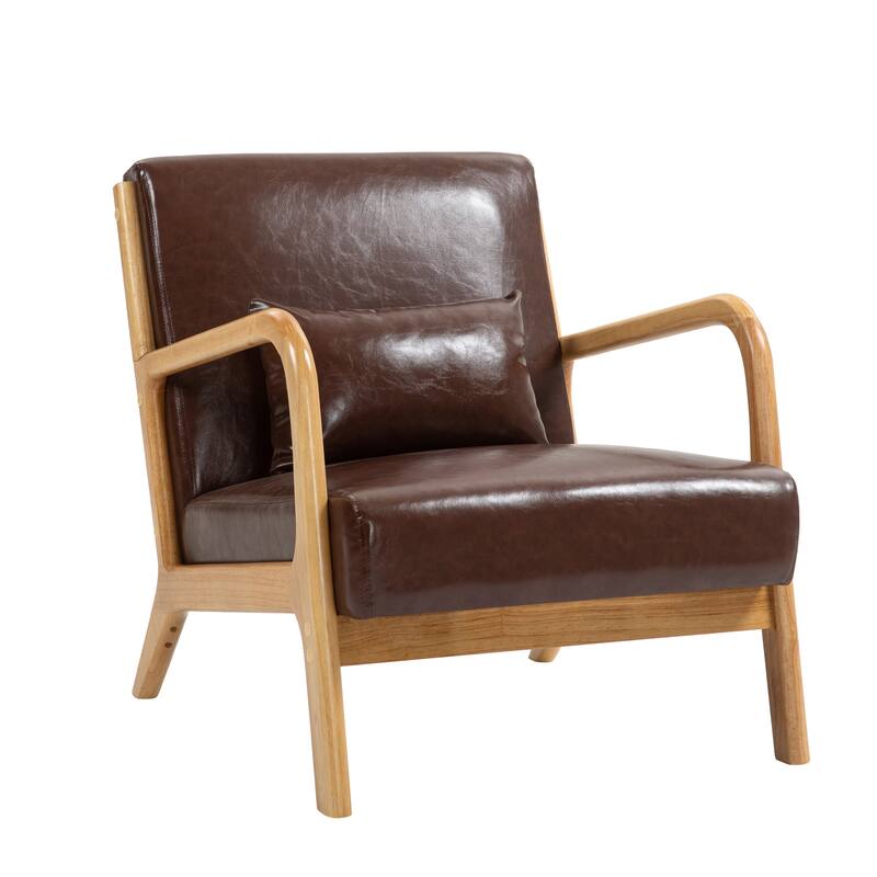 Mid-Century Modern Upholstered Accent Chair with Wood Frame