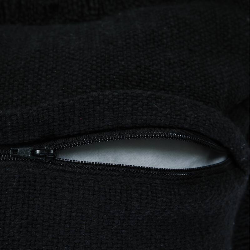 Hand Woven Throw Pillow with Fringe - 20" - Jet Black