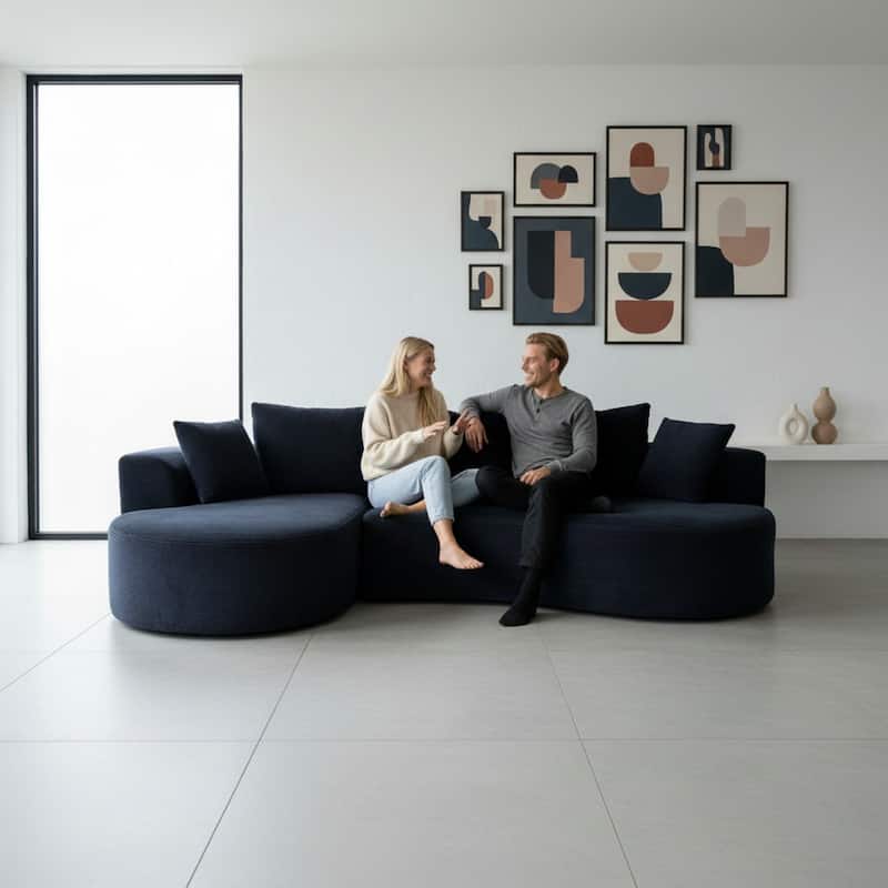 111.55" L-Shaped Corduroy Sectional Sofa, No Assembly Required