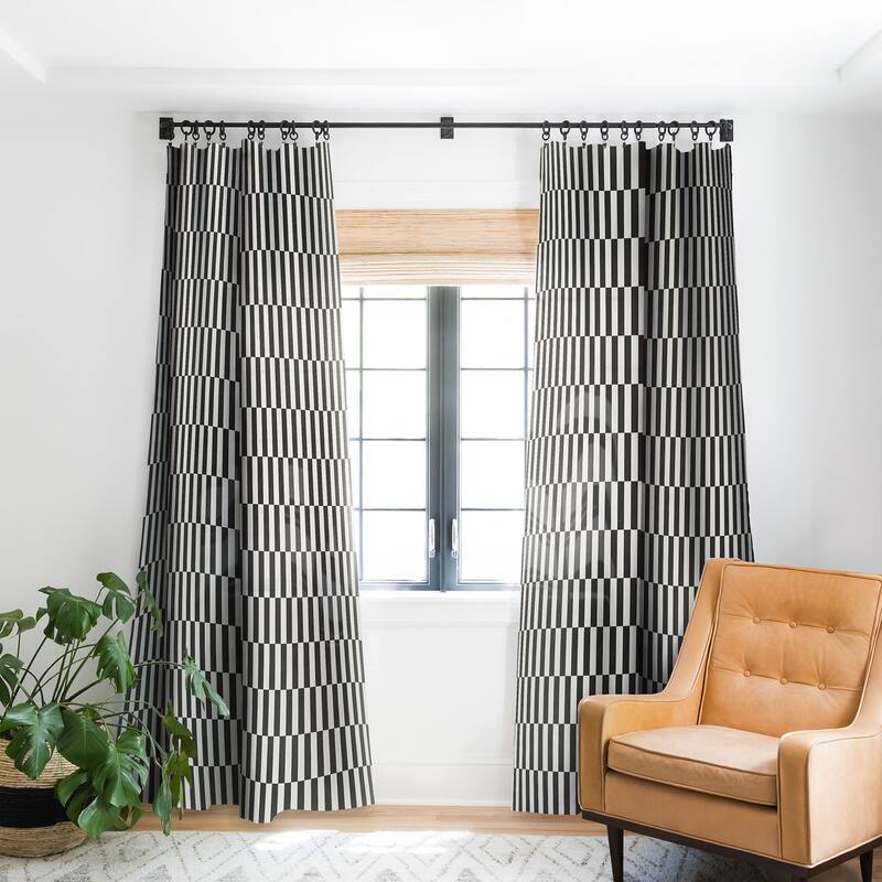 Blackout Black And White Order Made-to-Order Curtain Panel (One Panel) - 84 Inches x 50 Inches