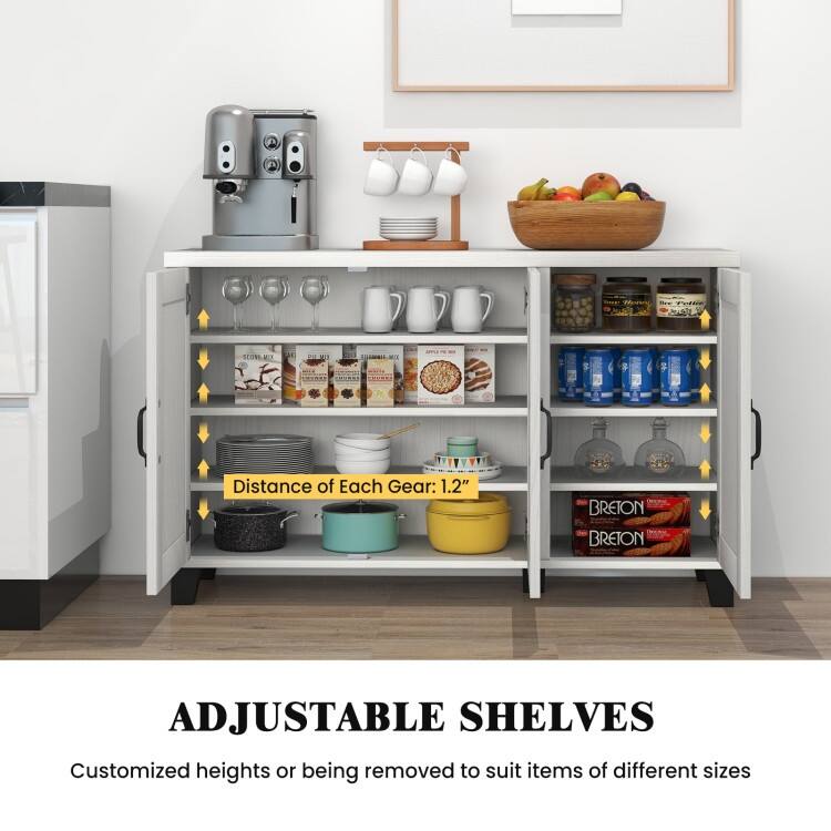 3-Door Buffet Sideboard with Adjustable Shelves and Anti-Tipping Kits - 45" x 13" x 28" (L x W x H)