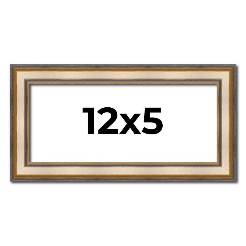 12x5 Frame Gold Solid Wood Shadow Box Width 1.5 Inches | Interior Frame Depth 2 3/8 Inches
