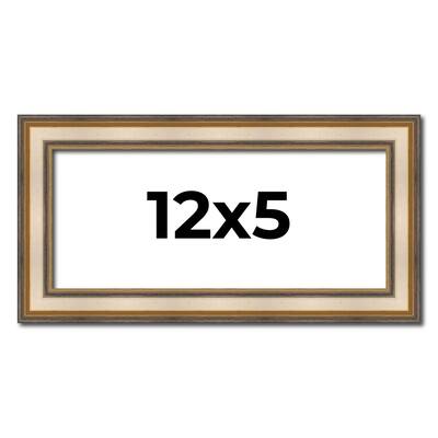 12x5 Frame Gold Solid Wood Shadow Box Width 1.5 Inches | Interior Frame Depth 2 3/8 Inches