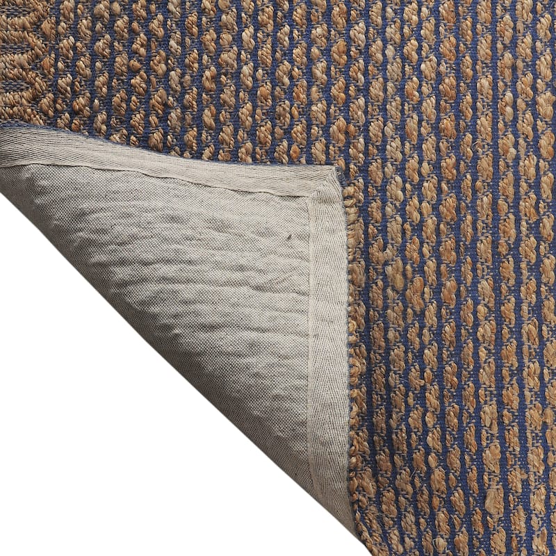 Sevita Nevaeh Coastal Navy Blue Striped Hand-Woven Jute Indoor Area Rug
