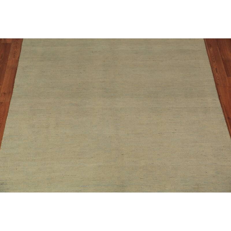 Gabbeh Oriental Rug Handmade Tribal Green Wool Carpet - 5'0" x 6'8"