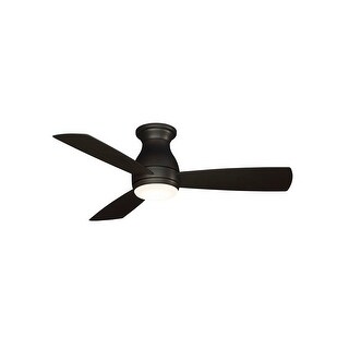 Fanimation Hugh 44 inch Indoor/Outdoor Flush Mount Ceiling Fan with LED Light Kit and Remote - Dark Bronze