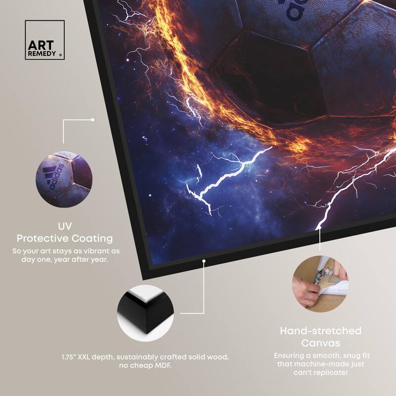 Electrify Soccer Ball Canvas by Art Remedy