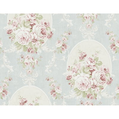 Seabrook Designs Kelia Framed Floral Unpasted Wallpaper