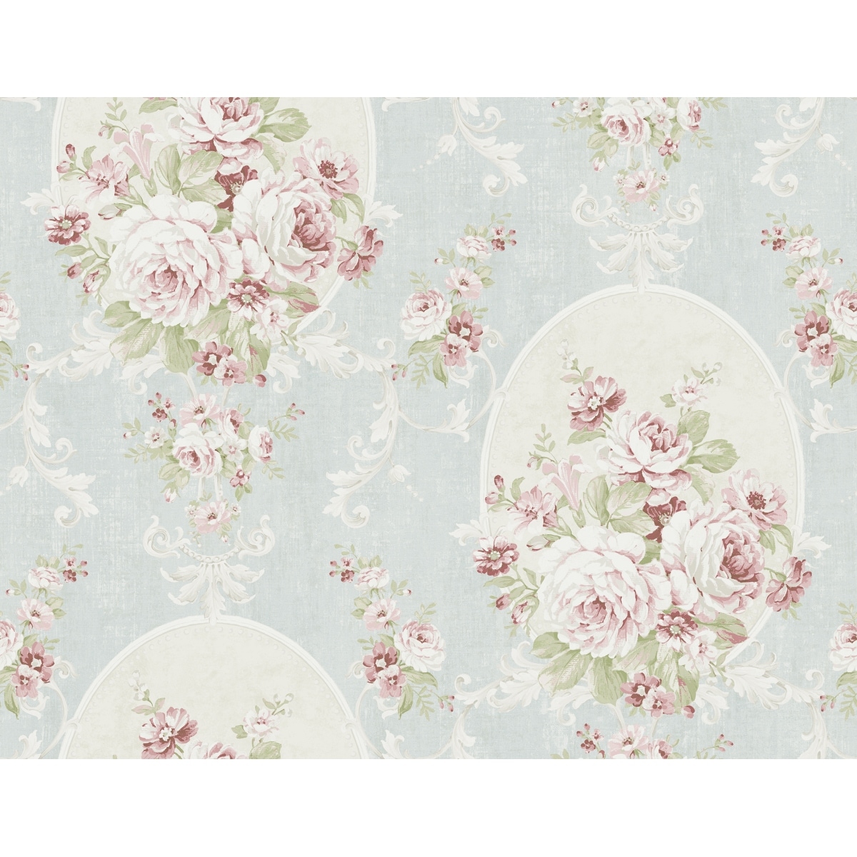 Seabrook Designs Kelia Framed Floral Unpasted Wallpaper