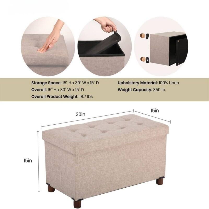 30 Inches Storage Ottoman Bench