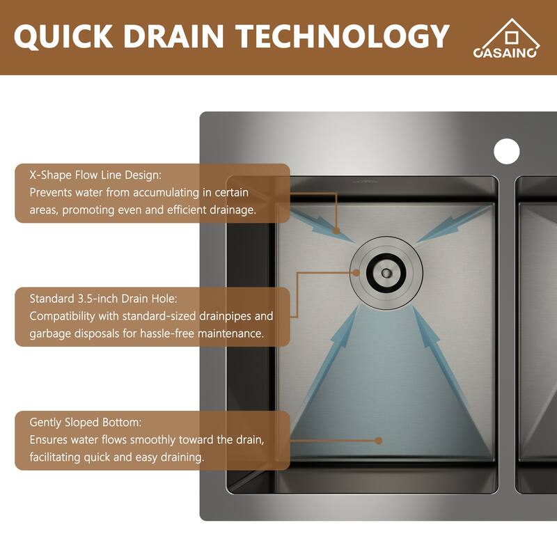 Handmade Drop-In 2-Hole 50/50 Double Bowl 18 Gauge Stainless Steel Kitchen Sink with Bottom Grids and Basket Strainers