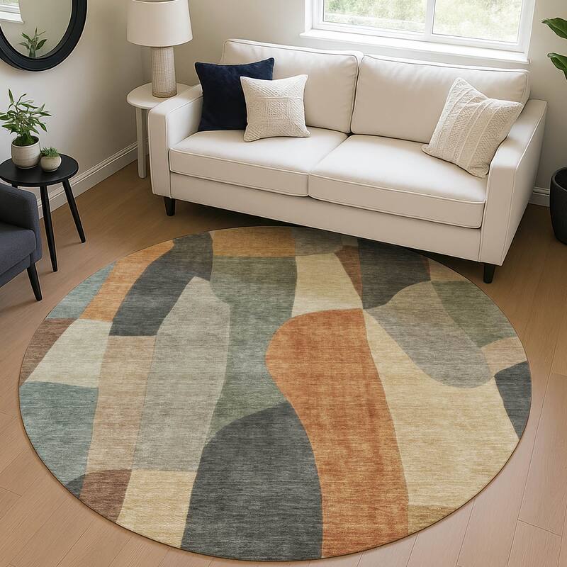 Machine Washable Indoor/ Outdoor Contemporary Layers Chantille Rug