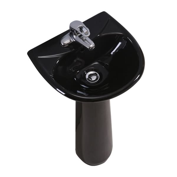 slide 2 of 8, Renovators Supply Black Bathroom Small Pedestal Sink Vitreous China Black