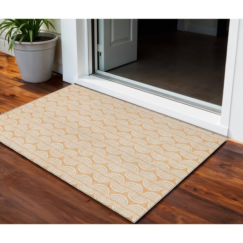 HomeRoots Ogee Transitional Rectangle Outdoor Rug - 3' x 5'