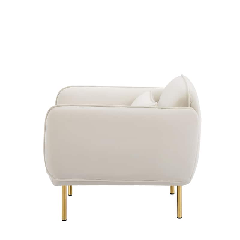 Velvet Upholstered Accent chairs with Metal Legs