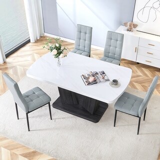 5 Piece Dining Table Set,,Thickness Tabletop and V-shaped Table Legs ...