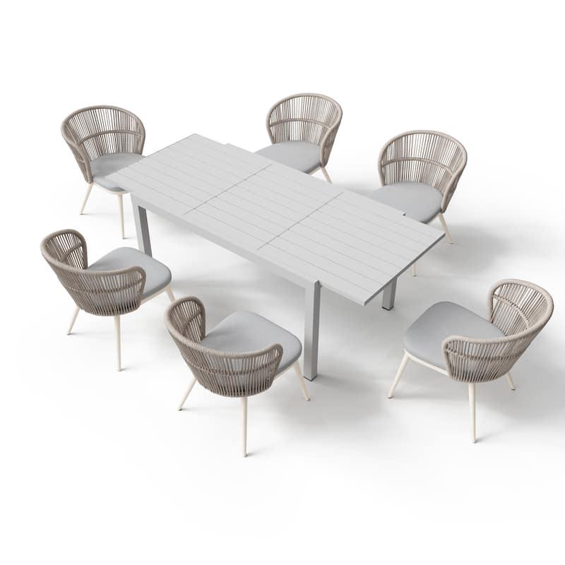 Outdoor Patio Dining Set Chairs and Extendable Table