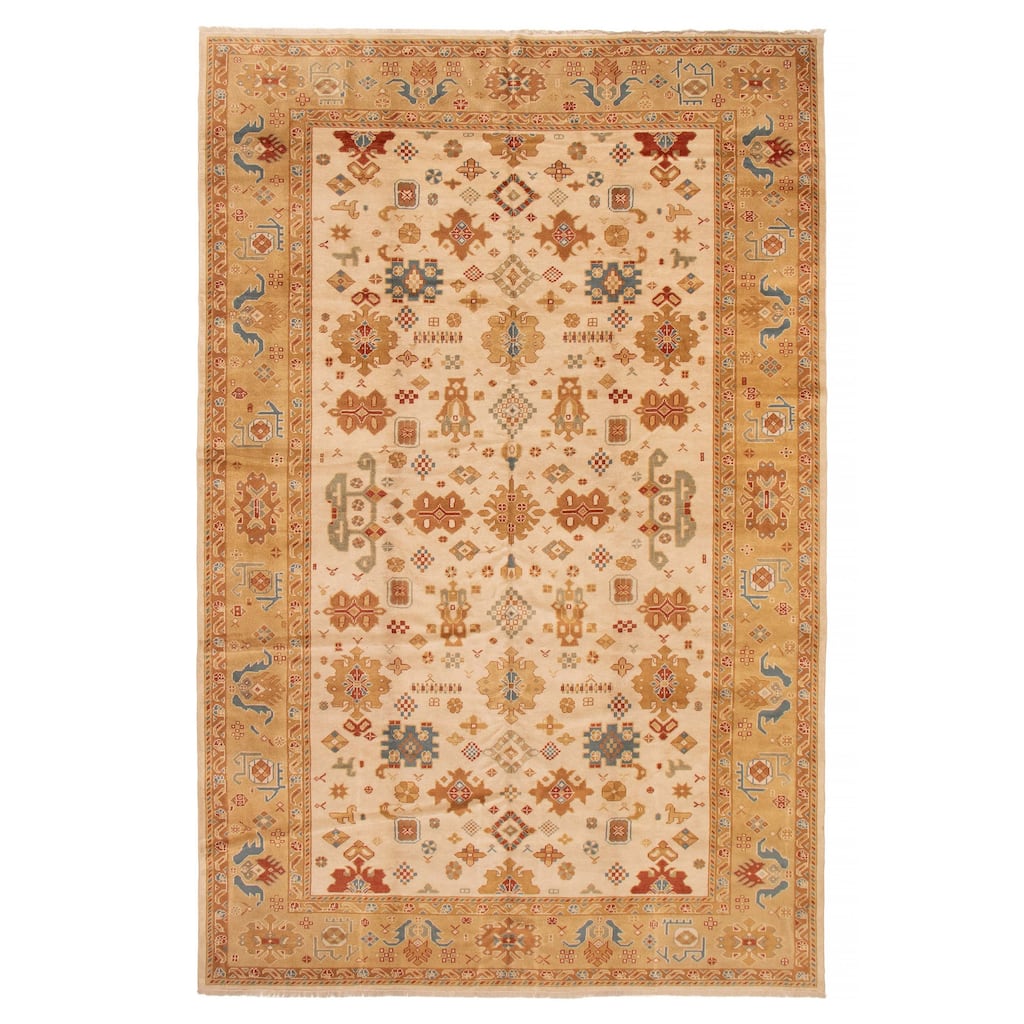ECARPETGALLERY Hand-knotted Oushak Ivory Wool Rug - 8'8 x 13'5