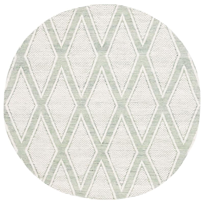 SAFAVIEH Handmade Marbella Juliet Trellis Wool Rug - 6' Round - Green/Ivory