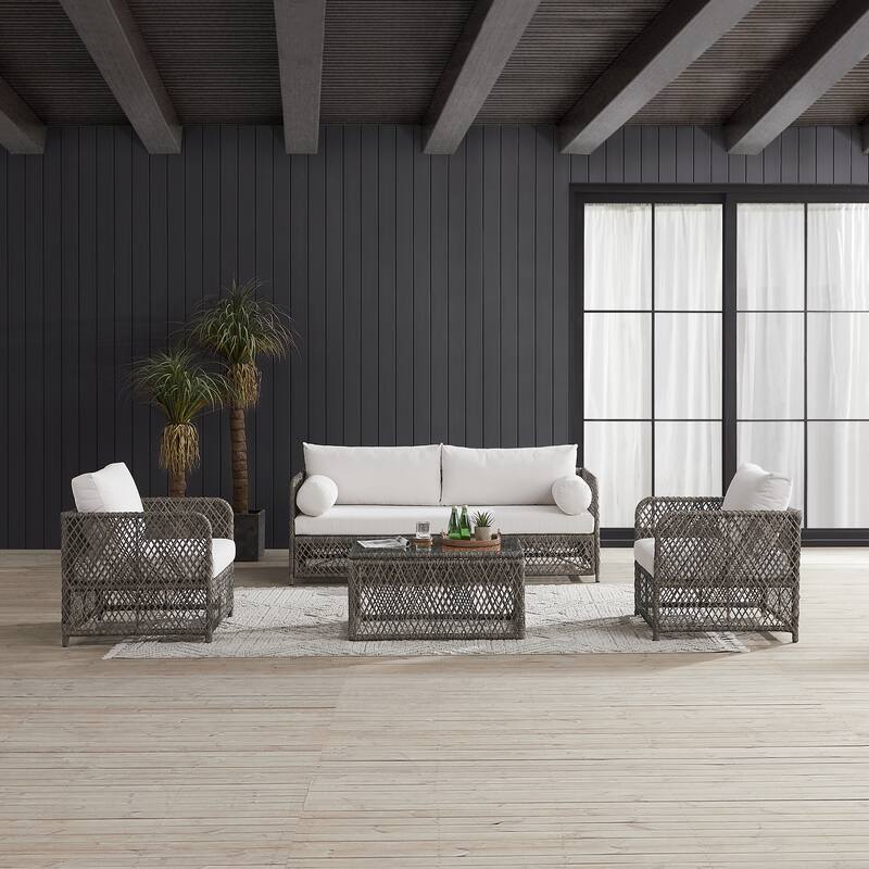 Crosley Granite Bay 4Pc Wicker Outdoor Sofa Patio Furniture Set