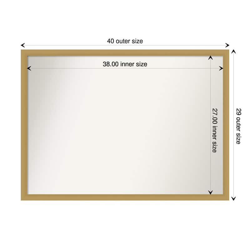 Non-Beveled Bathroom Wall Mirror - Grace Brushed Gold Narrow Frame - 40 x 29 in - Grace Brushed Gold Narrow