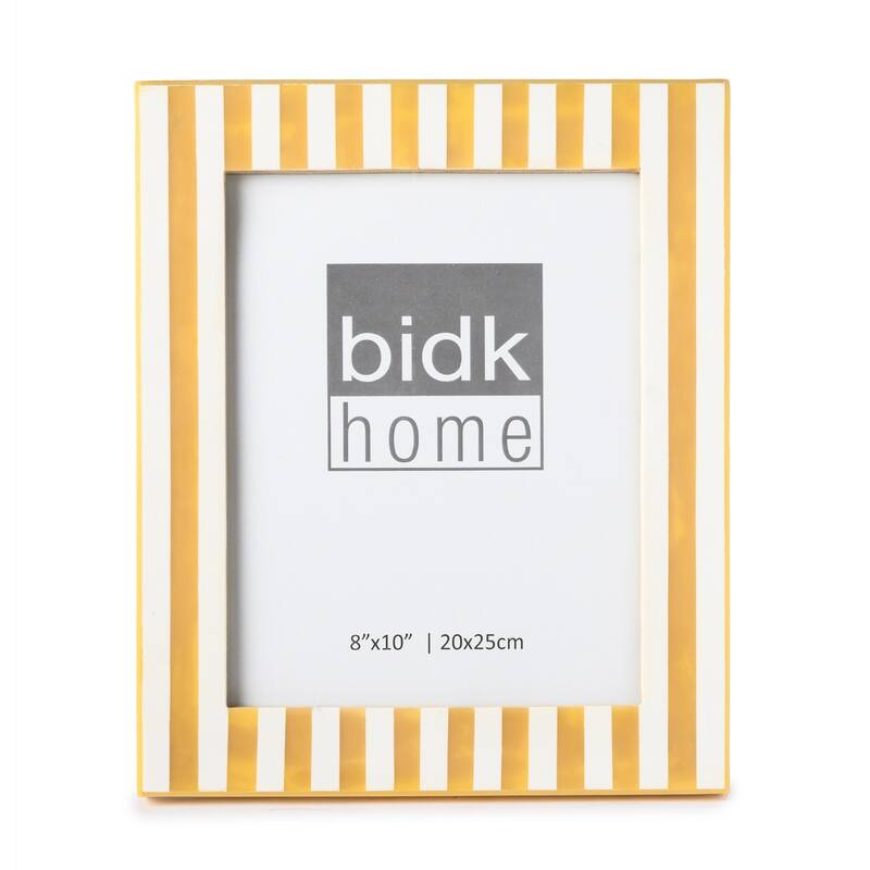 Striped Rectangular Picture Frame - for 8" x 10" Photo - Beige and White