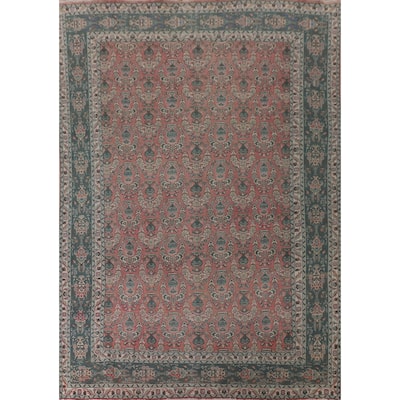 Over Dyed Pink Tabriz Persian Vintage Rug Handmade Wool Carpet - 9'9"x 12'7"