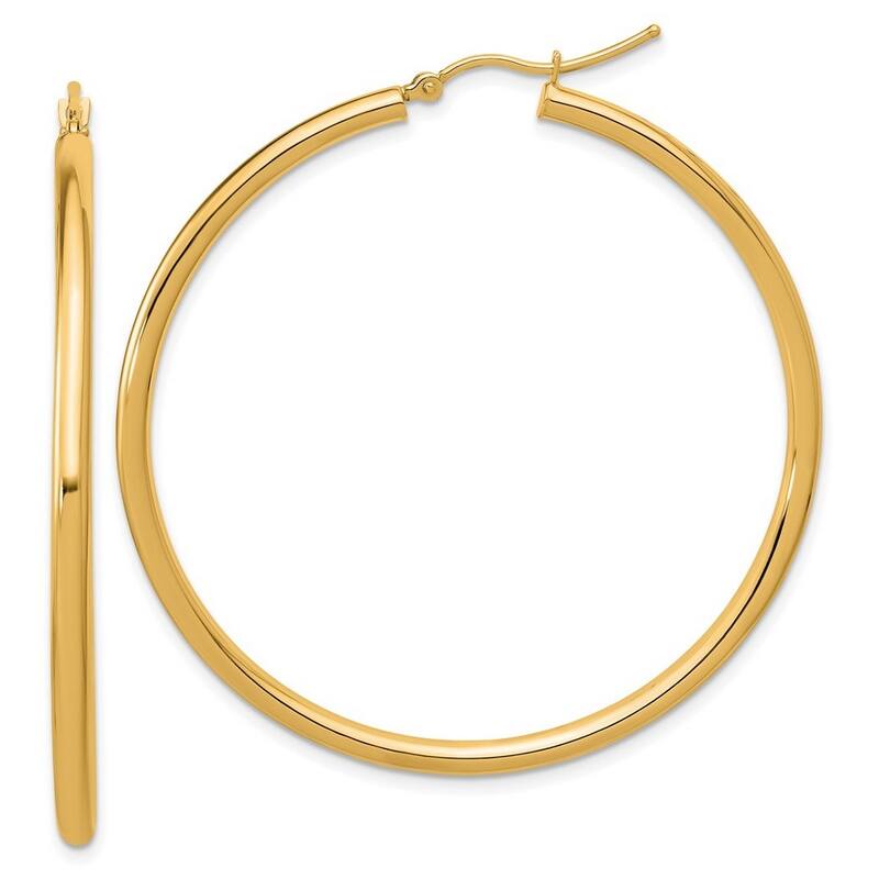 Curata 14k Yellow Gold Polished Lightweight Tube Hoop Earrings - 53x53mm