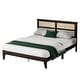 preview thumbnail 11 of 10, Modern Queen Size Wooden Platform Bed with Rattan Headboard