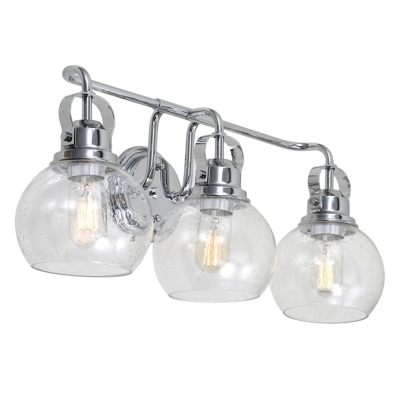 Bolha Metal/ Bubbled Glass Vanity Light, Chrome by JONATHAN Y - 3-Light