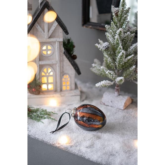 3"x 3 x 4.3" Egg Christmas Ball Ornament, Glass Decorative Hanging Ball Christmas Tree Ornaments for Holiday, Set of 6