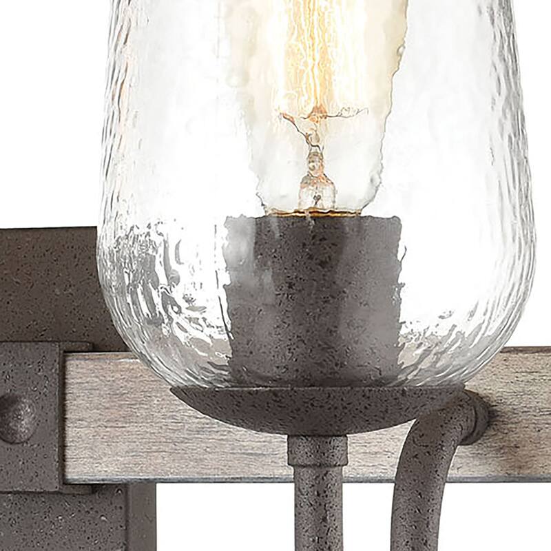 Elk Home Dillon Vintage Rust With Hammered Glass 3 Light Vanity Light